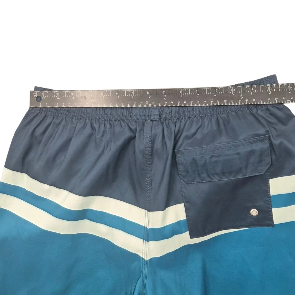 Barbour Mens Blue Striped Colorblock Swim Shorts MSW0045NY91 Size M